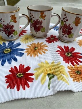 Vintage Stonecrest 901 Plum Blossom Floral Coffee Mugs Cups Made in Korea Lot 3